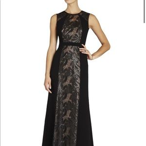 BCBG blacks lace panel gown